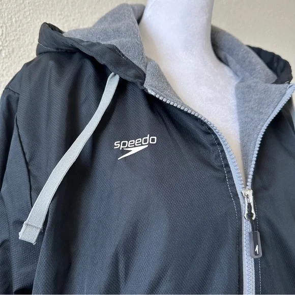 SPEEDO Unisex Team Parka Swim Coverup Hoodie in Black Sz. Small - Picture 8 of 12